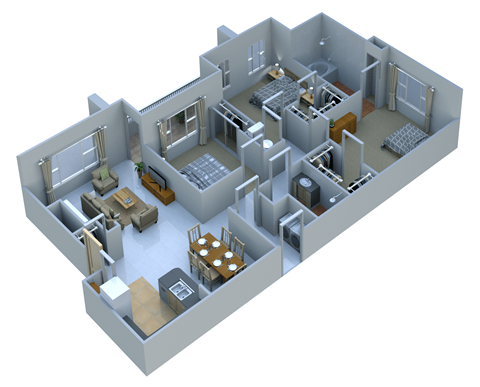 3 Bedrooms 2 Baths at Remington Apartment Homes, Romeoville, Illinois